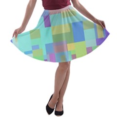 Pastel Geometrical Desing A-line Skater Skirt by Valentinaart