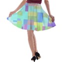 Pastel geometrical desing A-line Skater Skirt View2