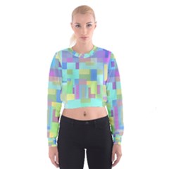 Pastel Geometrical Desing Women s Cropped Sweatshirt by Valentinaart