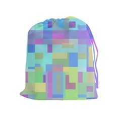 Pastel Geometrical Desing Drawstring Pouches (extra Large) by Valentinaart