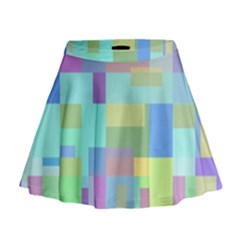 Pastel Geometrical Desing Mini Flare Skirt by Valentinaart