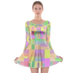 Pastel Colorful Design Long Sleeve Skater Dress by Valentinaart