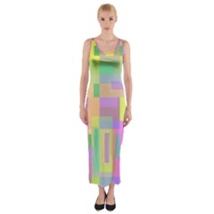 Pastel Colorful Design Fitted Maxi Dress by Valentinaart