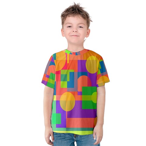 Colorful Geometrical Design Kid s Cotton Tee by Valentinaart