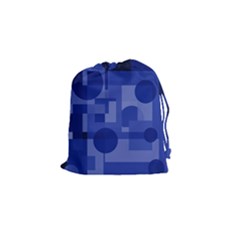 Deep Blue Abstract Design Drawstring Pouches (small) 