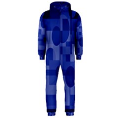 Deep Blue Abstract Design Hooded Jumpsuit (men)  by Valentinaart