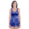 Deep blue abstract design Skater Dress Swimsuit View1