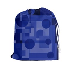 Deep Blue Abstract Design Drawstring Pouches (xxl) by Valentinaart