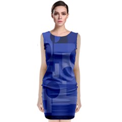 Deep Blue Abstract Design Classic Sleeveless Midi Dress by Valentinaart