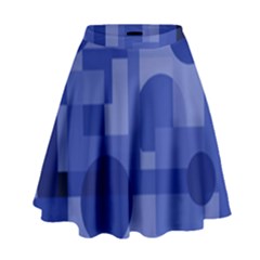 Deep Blue Abstract Design High Waist Skirt