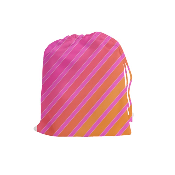 Pink elegant lines Drawstring Pouches (Large) 