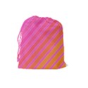 Pink elegant lines Drawstring Pouches (Large)  View2