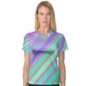 Pastel colorful lines Women s V-Neck Sport Mesh Tee View1