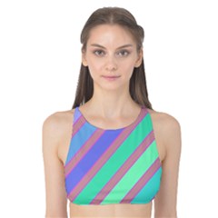 Pastel Colorful Lines Tank Bikini Top by Valentinaart