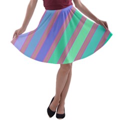 Pastel Colorful Lines A-line Skater Skirt