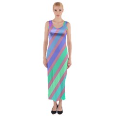 Pastel Colorful Lines Fitted Maxi Dress by Valentinaart