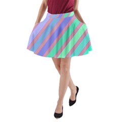 Pastel Colorful Lines A-line Pocket Skirt