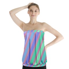 Pastel Colorful Lines Strapless Top