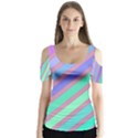 Pastel colorful lines Butterfly Sleeve Cutout Tee  View1