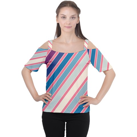 Colorful Lines Women s Cutout Shoulder Tee by Valentinaart