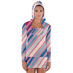 Colorful Lines Women s Long Sleeve Hooded T-shirt by Valentinaart