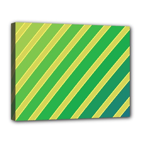 Green And Yellow Lines Canvas 14  X 11 