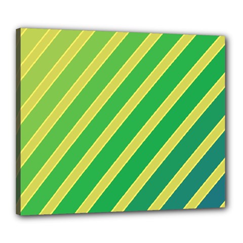 Green And Yellow Lines Canvas 24  X 20 