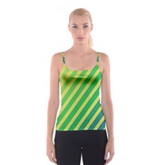 Green And Yellow Lines Spaghetti Strap Top