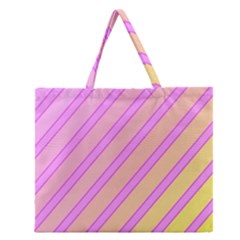 Pink And Yellow Elegant Design Zipper Large Tote Bag