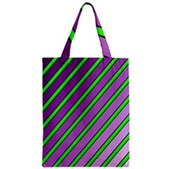 Purple And Green Lines Zipper Classic Tote Bag