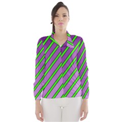 Purple And Green Lines Wind Breaker (women)