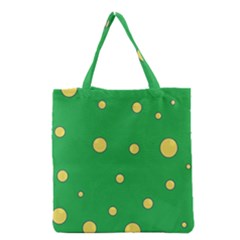 Yellow Bubbles Grocery Tote Bag by Valentinaart