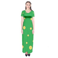 Yellow Bubbles Short Sleeve Maxi Dress