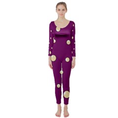 Purple And Yellow Bubbles Long Sleeve Catsuit