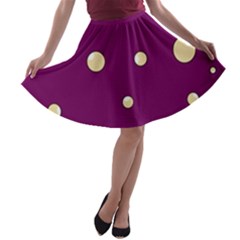 Purple And Yellow Bubbles A-line Skater Skirt