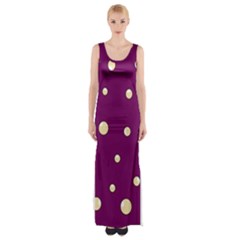 Purple And Yellow Bubbles Maxi Thigh Split Dress