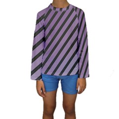 Purple Elegant Lines Kid s Long Sleeve Swimwear