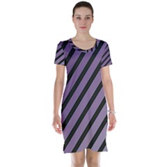 Purple Elegant Lines Short Sleeve Nightdress