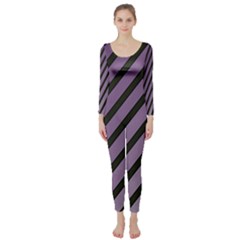 Purple Elegant Lines Long Sleeve Catsuit