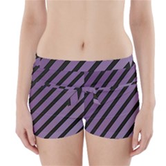 Purple Elegant Lines Boyleg Bikini Wrap Bottoms