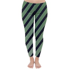 Green Elegant Lines Winter Leggings  by Valentinaart