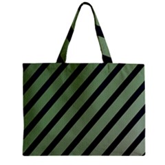 Green Elegant Lines Zipper Mini Tote Bag