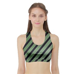 Green Elegant Lines Sports Bra With Border