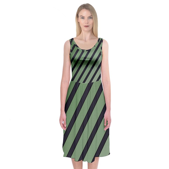 Green elegant lines Midi Sleeveless Dress