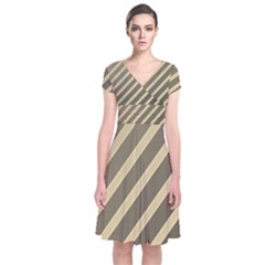 Golden Elegant Lines Short Sleeve Front Wrap Dress by Valentinaart