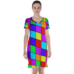 Colorful Cubes Short Sleeve Nightdress