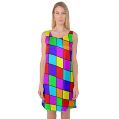 Colorful Cubes Sleeveless Satin Nightdress