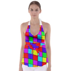 Colorful Cubes Babydoll Tankini Top