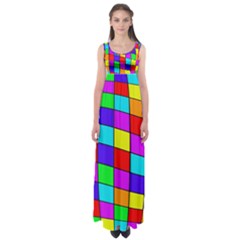 Colorful Cubes Empire Waist Maxi Dress