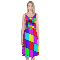 Colorful Cubes Midi Sleeveless Dress